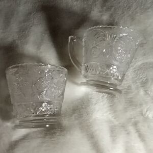 2 Vintage Elegant Clear Glass Teacup Set